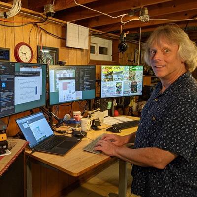 Man at standing desk