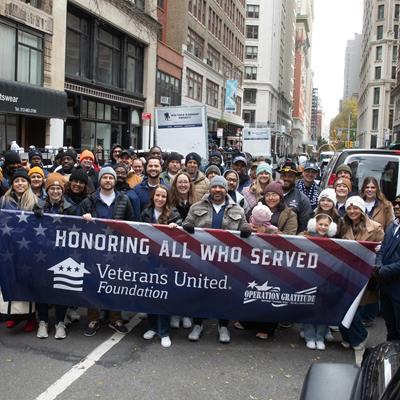 Group photo of VUers and Operation Gratitude at the 2025 Veterans Day Parade.