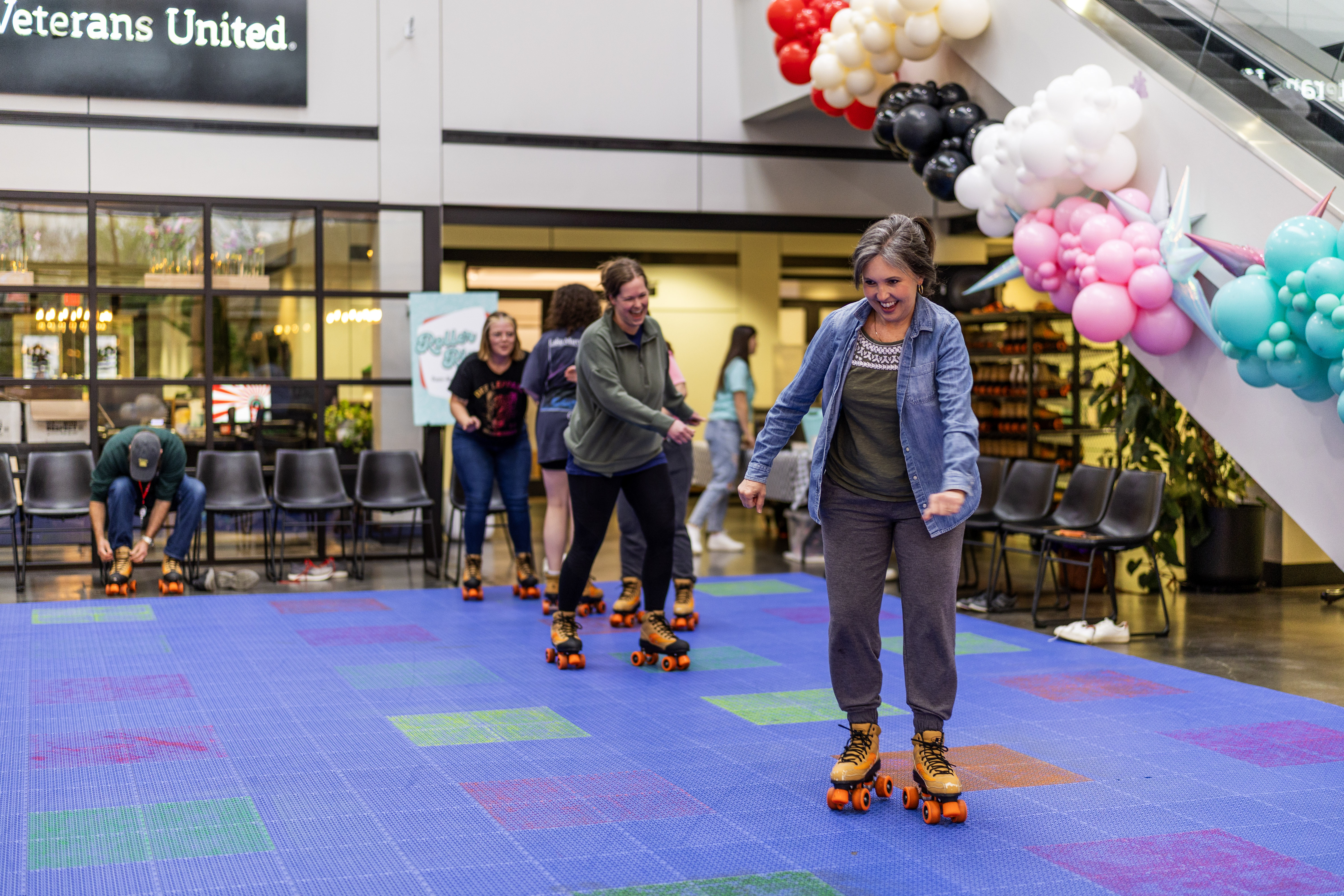 Rollerskating in the Jake atrium