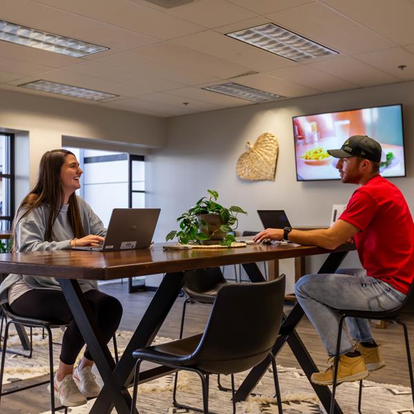 People working in lounge