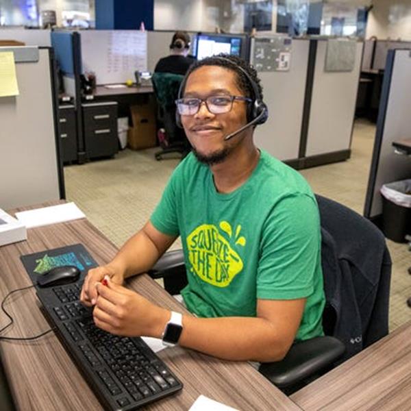 Coworker with headset