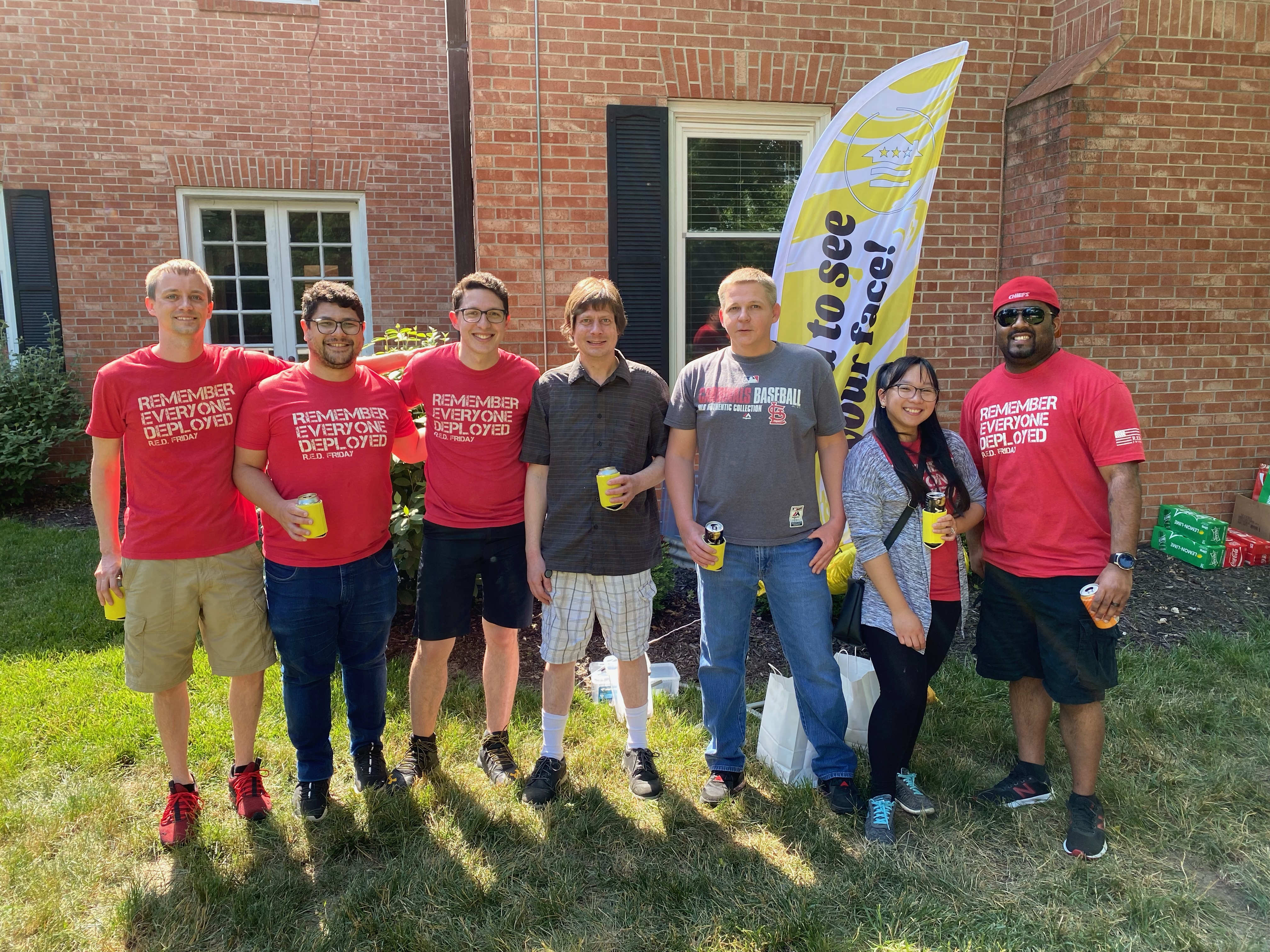 Team in red shirts